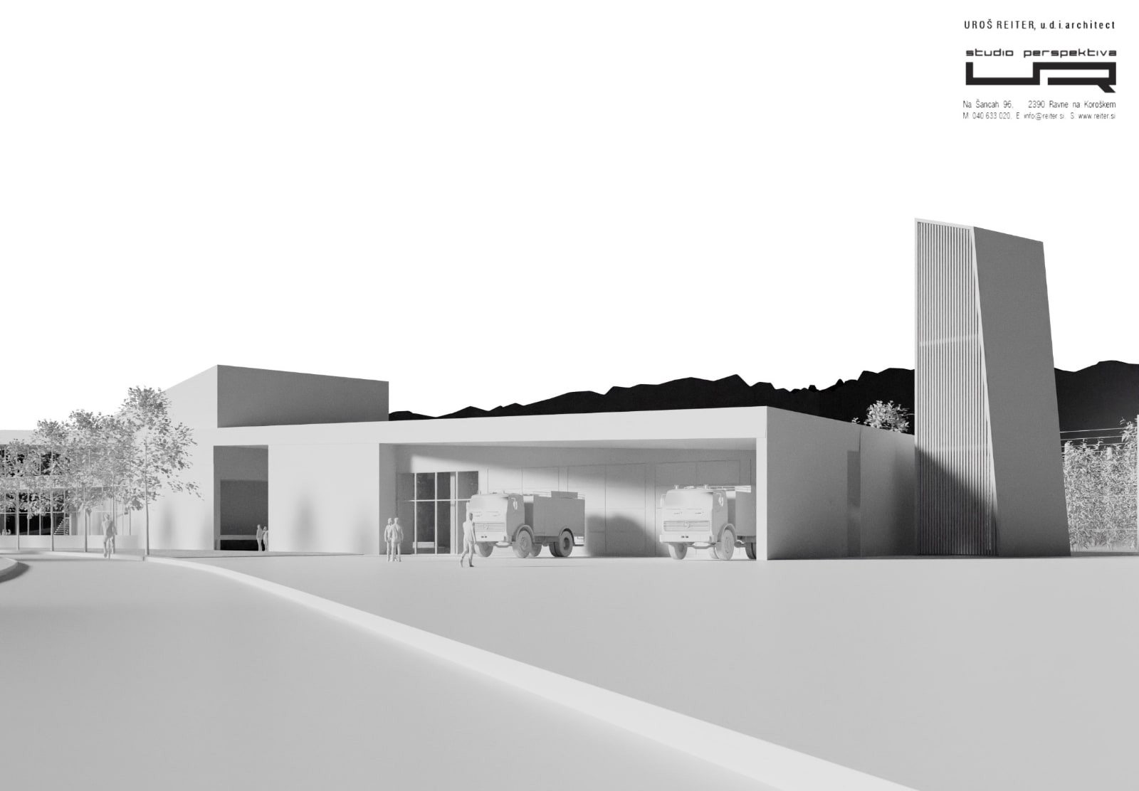 Vizualizacija novega gasilskega doma - večnamenska dvorana na Vidmu